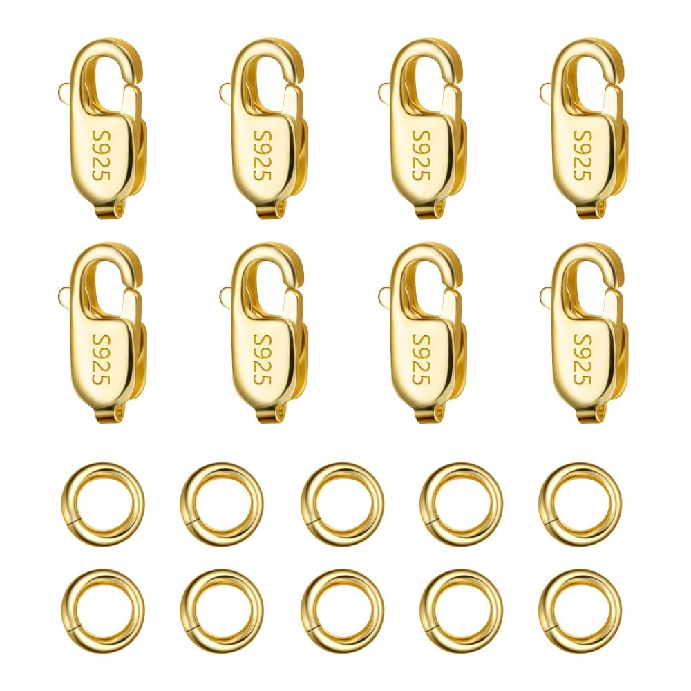 Lancharmed 14K Gold Plated Square Clasp 8 Open Jump Rings 10 Necklace Jewellery Clasp Necklace Extenders for Women Women Gifts