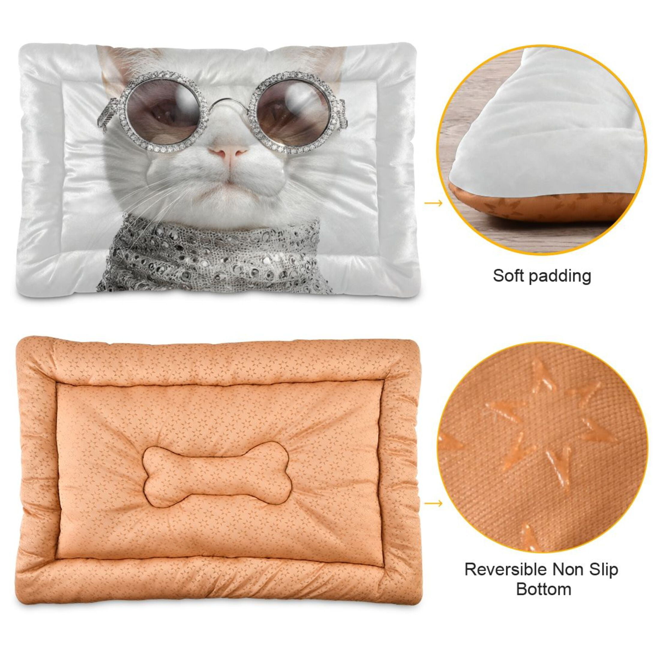 Cozy Mat Pet Bed Indoor Outdoor Warm Soft For Cat Dog Puppy(S/M) Silver Scarf