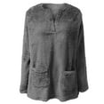 thumbnail image 5 of Besolor Womens Fuzzy Fleece Sweaters Casual V Neck Sweatshirt Pullover Casual Loose Cozy Winter Loungewear with Pockets, 5 of 5