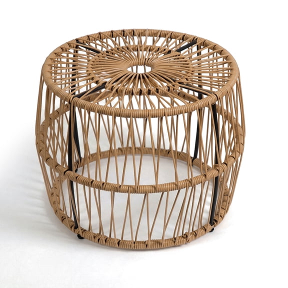 Tisch PE Wicker Rattan Outdoor Round Coffee Table in Natural