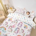 thumbnail image 2 of Metsweet Cartoon Unicorn Duvet Cover King, Kawaii Stars Rainbow King Bedding,3 Pieces,1 Duvet Cover and 2 Pillowcases, 2 of 6