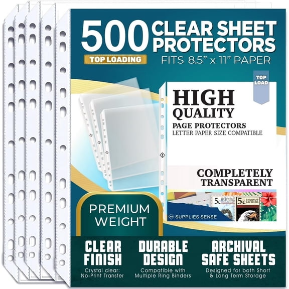 8.5 x 11 Sheet Protectors,500 Premium Clear Plastic Page Protectors