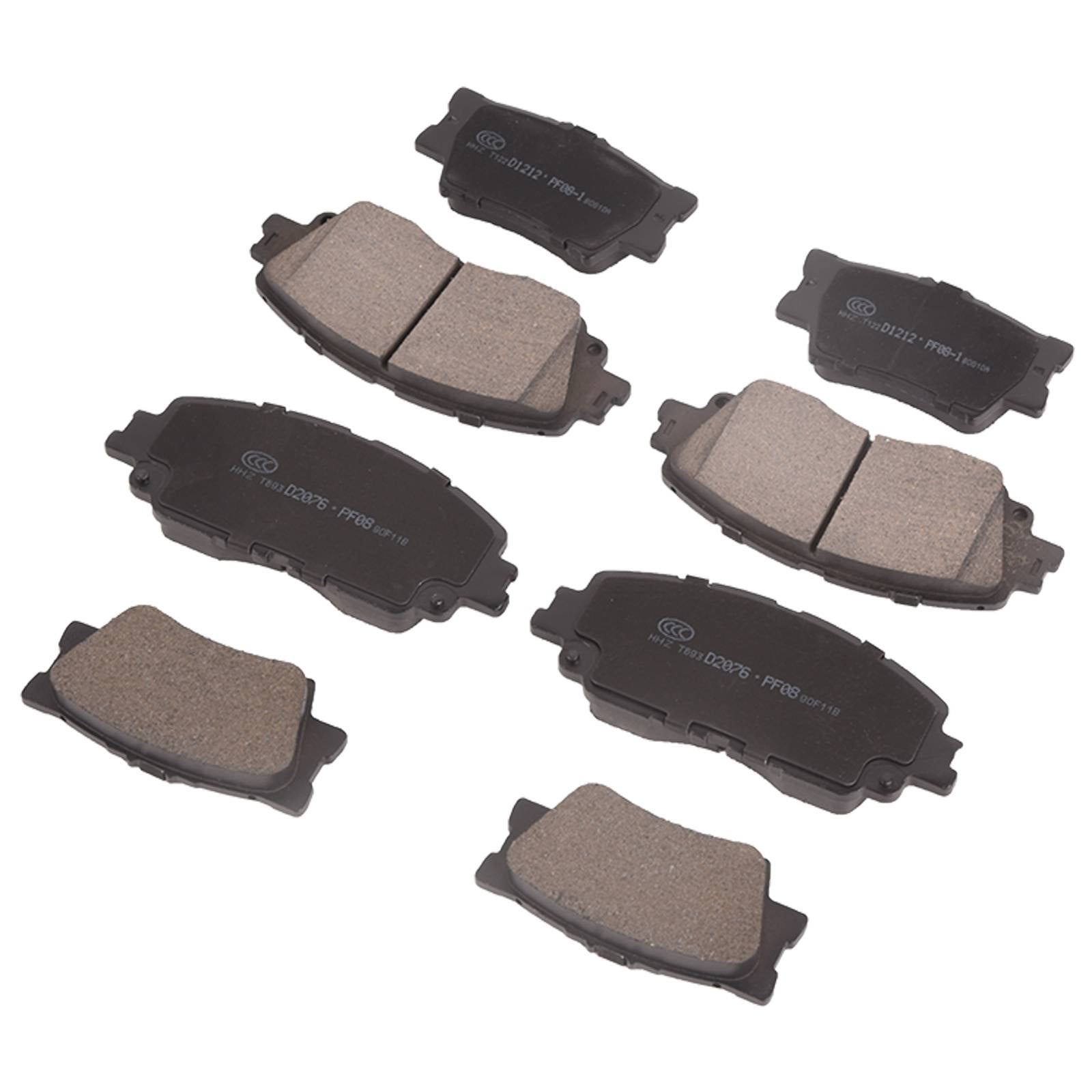 TOPAZ D2076 D1212 Front Rear Ceramic Brake Pads Set Compatible with 2018-2023 Toyota Camry (Pack of 8)