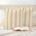 thumbnail image 3 of Brown Stripe Outdoor Waterproof Pillow Covers, Modern Farmhouse Texture Geometric Decorative Square Throw Pillowcase Sofa Cushion Sham for Patio/Couch/Chair, 18"x18" 2 Pack, 3 of 8