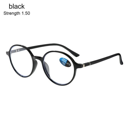 +1.0~+4.0 Women Men Vision Care Round Frame Anti-UV Blue Rays Presbyopia Eyeglasses Reading Glasses Far Sight Eyewear BLACK STRENGTH +1.50
