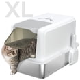 thumbnail image 3 of PawHut Stainless Steel Cat Litter Box, Extra Large 2 in 1 Kitty Litter Box with Removable Lid, Scoop, Filter Bags, for Small to Large Cats, White, 3 of 10