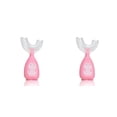 thumbnail image 4 of Matsuzay Silicona Handheld U-Type Baby Cepillo de Cepillo de de entrenamiento Portable Kids Toddlers Limpieza Gadgets Small, Pink rosado S 2piezas Matsuzay CBP160298, 4 of 6