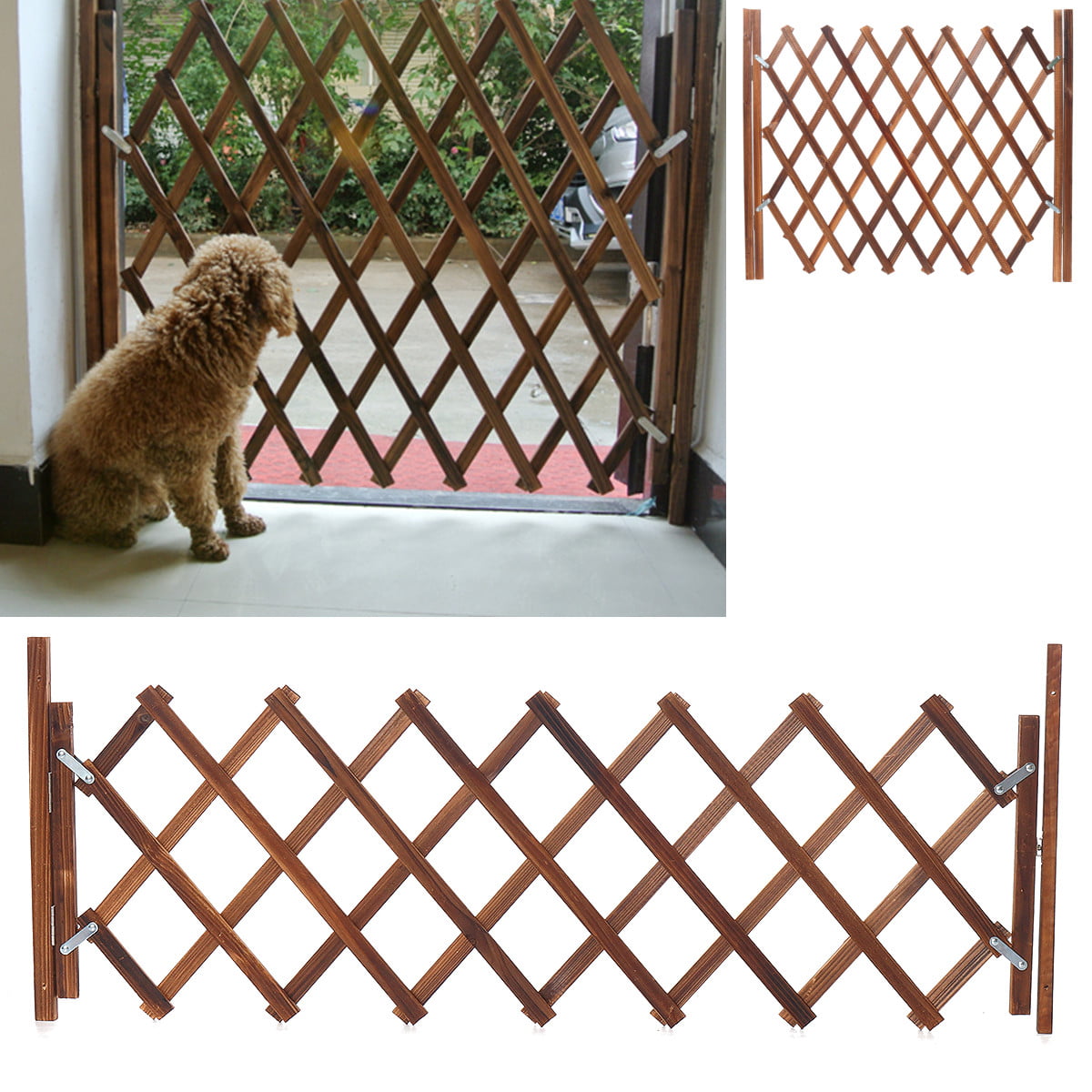 Extendable Instant Fence Wood, Outdoor Dog Gate