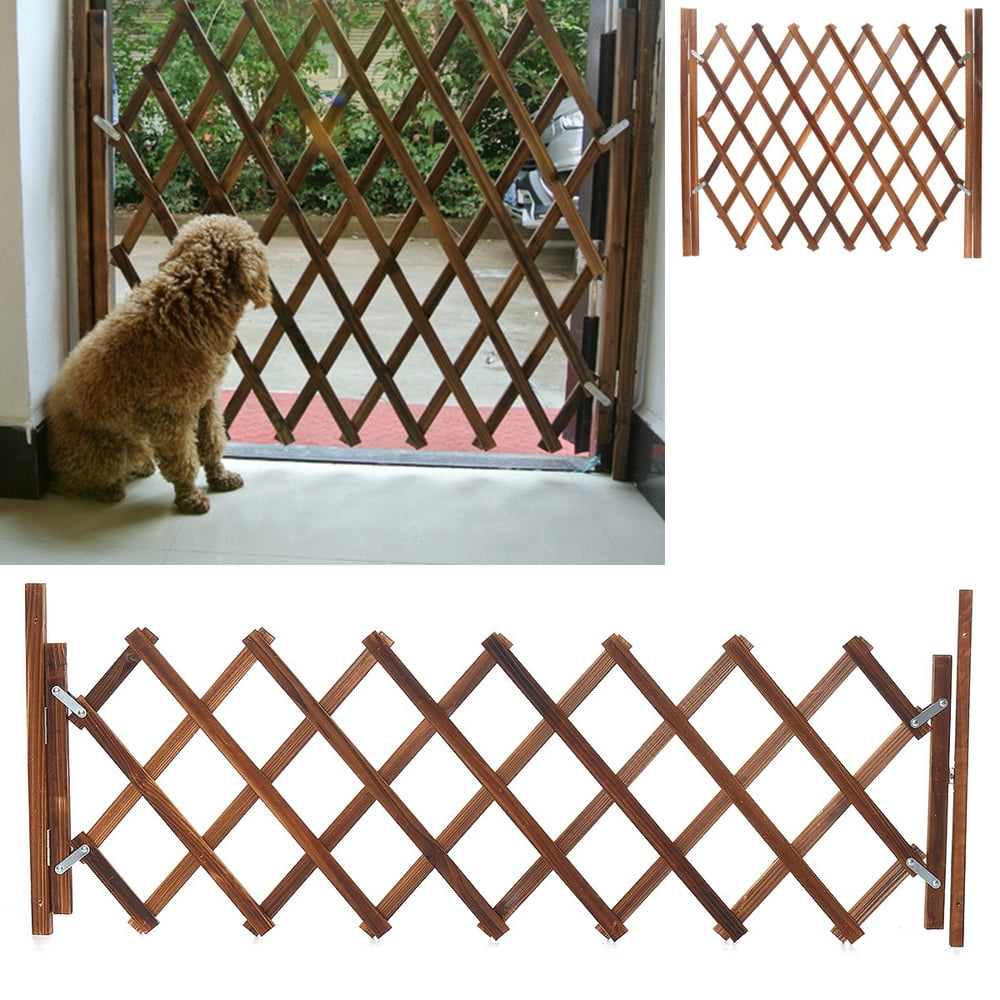 KUDOSALE Extendable Instant Fence Wood Retractable Gate Doorways