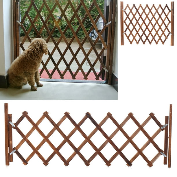 Extendable Instant Fence Wood, Retractable Outdoor Gate For Dogs