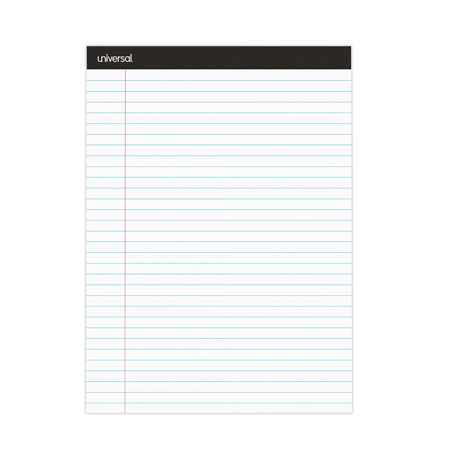 Universal Premium Ruled Writing Pads, Wide/Legal Rule, 8.5 x 11, White, 50 Sheets, 6/Pack -UNV30630