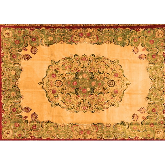 Ahgly Company Indoor Rectangle Medallion Orange Traditional Area Rugs, 3' x 5'