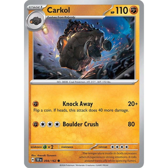 Pokemon Scarlet & Violet Temporal Forces Common Carkol #94