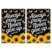 2 Pcs Funny Kitchen Towels,Always Pray and Never Give Up with Sunflowers Microfiber Dish Towels,Kitchen Tea Towels,Kitchen Towel Set (18" X 26")