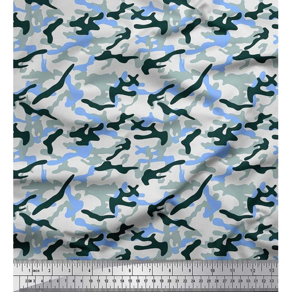 Soimoi Poly Georgette Fabric Two Tone With White Camouflage Printed Fabric 1 Yard 42 Inch Wide