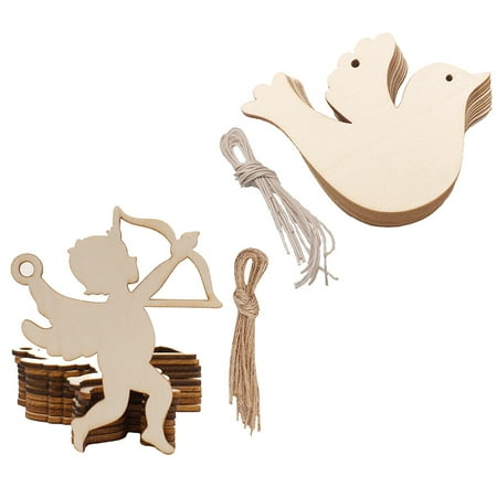 

1 Set Wooden Cupid and Bird Shape Pendants Xmas Tree Hanging Ornaments Xmas Decor