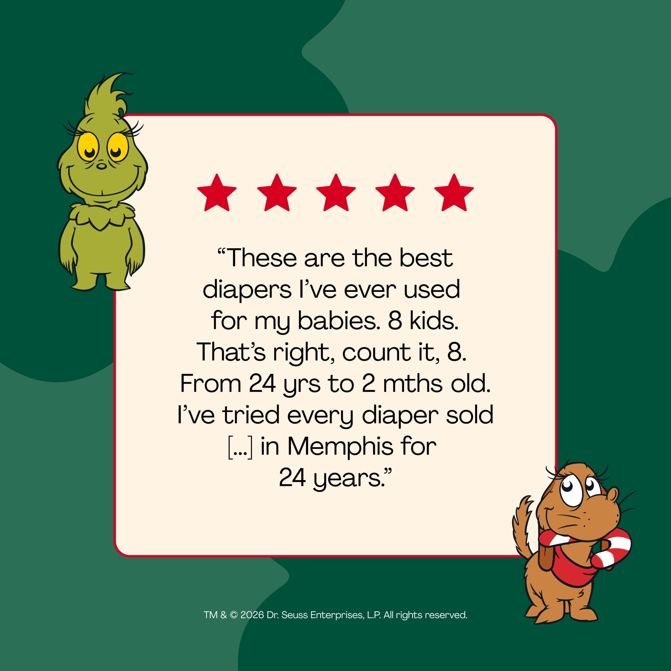 Hello Bello Premium Baby Grinch Diapers Club Box with Bonus Wipes - Size 4, 48 Count