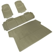 Spec-D Tuning Universal Fitment 4 Piece Beige Heavy Duty All Weather 3D Rubber Floor Mats Front   Rear   Trunk Truck SUV