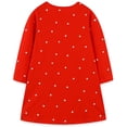 thumbnail image 2 of Vestido Bumeex de algodón rojo navideño para niña pequeña, manga larga, 2 of 7