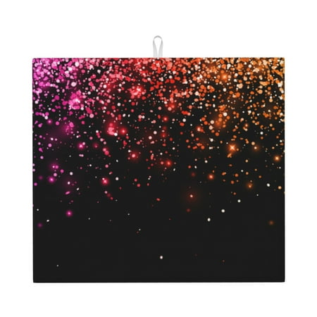

Vsdgher Colorful Sparkling Print Dish Drying Mat Kitchen Counter Mat Dish Drying Pad for Dishes Utensils Pots and Pans 16 x 18