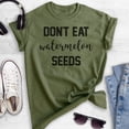 thumbnail image 5 of Don't Eat Watermelon Seeds T-shirt, Unisex Women's Men's Shirt, Cute Pregnancy T-shirt, New Mom Shirt, Heather Military Green, Small, 5 of 6