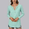 thumbnail image 6 of FNFHFY Womens Shirts Long Sleeve Henley Shirt Solid Color Pullover Tops Casual Crew Neck T-shirt Loose Fit Fall Tops, 6 of 6