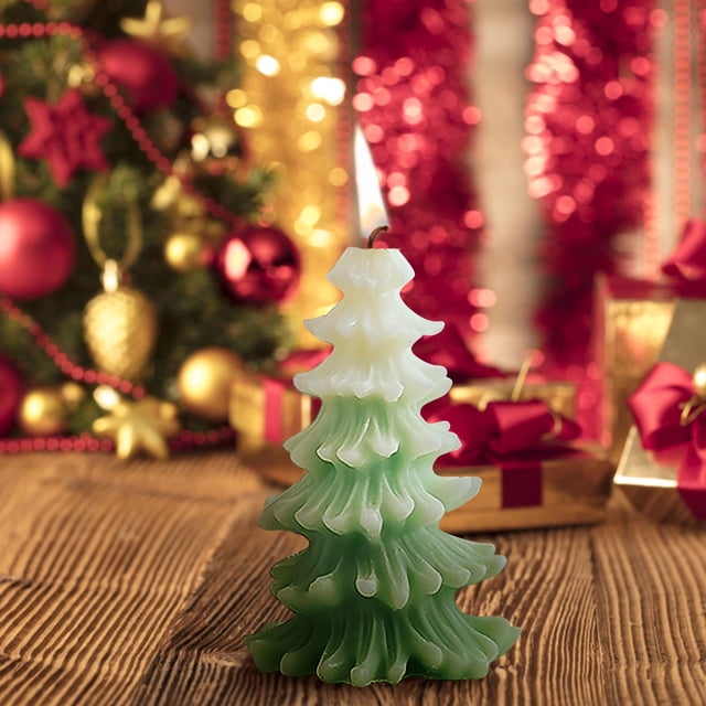 Xihbxyly Juego de Velas para Árbol de Navidad, Decoración Navideña Aromática, Diseño Artesanal de Cera, Regalo de Vela de Invierno, Perfecto para Navidad o Hanukkah, Tamaño 6 X 6 X 9,4 Cm
