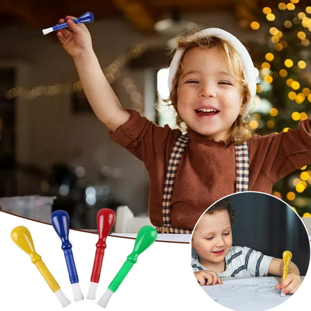 Versatile Toddler Paint Brushes - Set of 4 Handles with Durable Nylon for Arts Crafts and DIY Projects