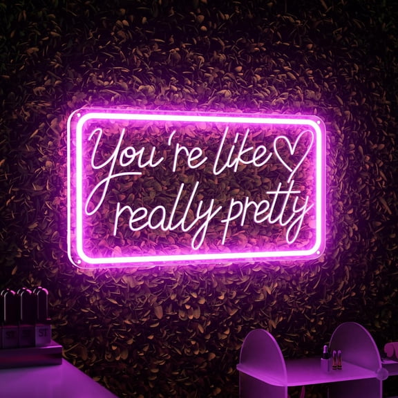 HIBIBUD You’Re Like Really Pretty Neon Signs for Wall Decor, Led Neon Sign Aesthetic Room Decor for Teen Girls Neon Lights Signs for Bedroom, Salon, Wedding Party Pink Neon Name Sign
