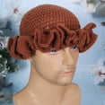 thumbnail image 3 of Dsseng Sweet Girls Crochet Ruffled Brim Bucket Hat Cute Ladies Fisherman Hat Exaggerated Style Teens Winter Windproof Hat, 3 of 21