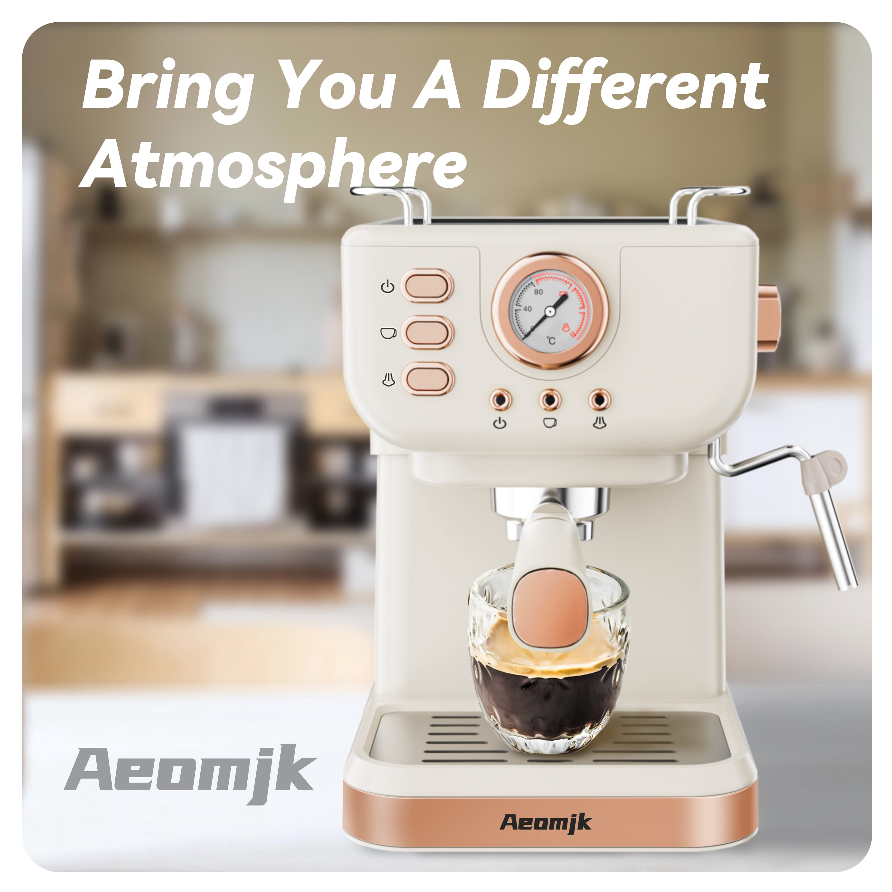 AEOMJK semi-automatic espresso machine, one-button operation