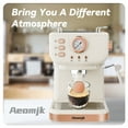 thumbnail image 3 of AEOMJK semi-automatic espresso machine, one-button operation, temperature display, with steam milk frother, 1.5L water tank, can make espresso, latte, cappuccino, 3 of 6