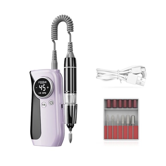 Perceuse à Ongles Électrique 45000RPM, Machine de Manucure avec Écran LCD, Cordons Professionnels, Trousse de Lime à Ongles pour Équipement d'Ongles, Facile à Utiliser