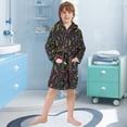 thumbnail image 5 of FORMRS Niños Bathrobe Unisex Hooded Robe Soft Plush Pajamas Sleepwear, Size 4-6T, Black Neon Lightning, 5 of 7