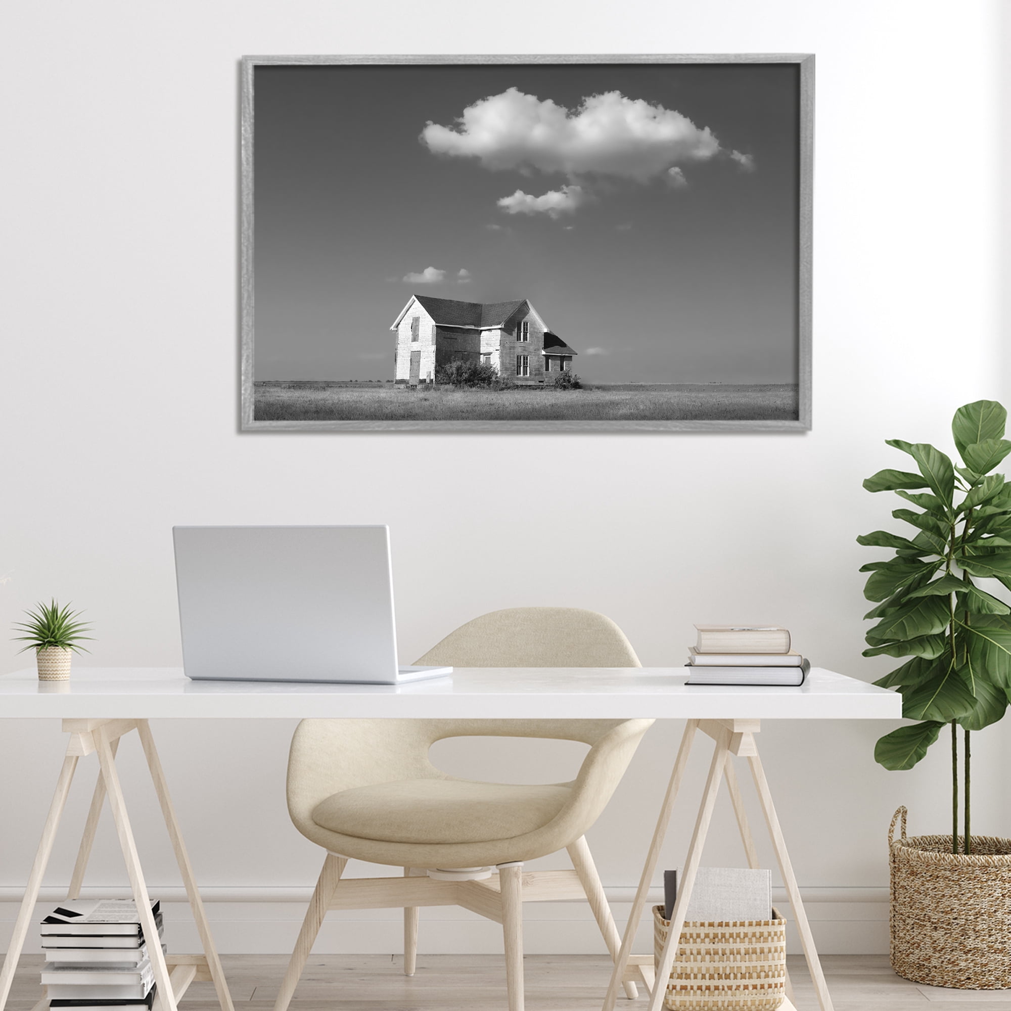 Stupell Industries Solitary Erstwhile Cottage Gray Framed Giclee Art, design by Steve Toole