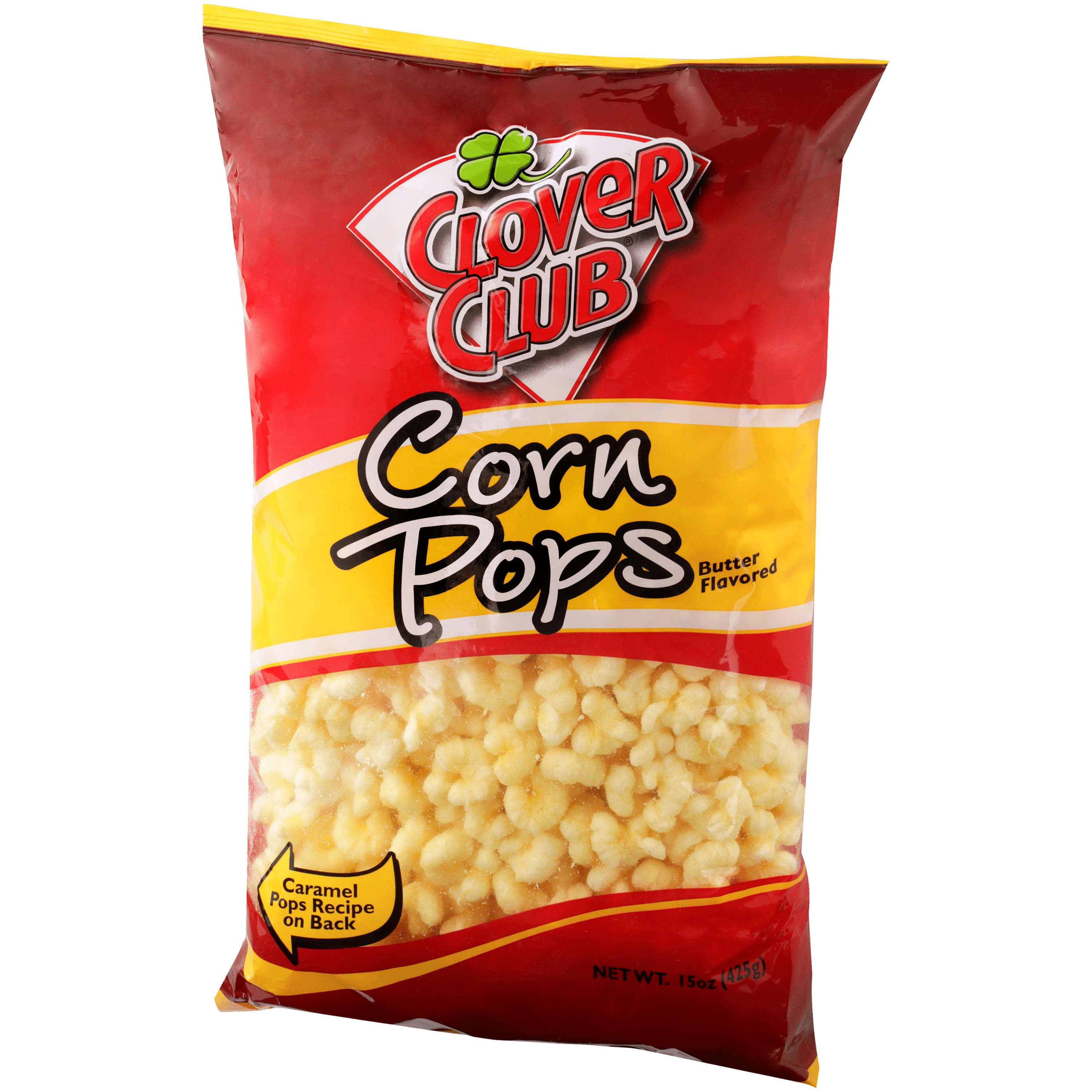 Clover Club Corn Puff Pops - Puffed Corn - Butter Flavored - Net Wt. 15oz