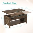 thumbnail image 5 of 42" Lift Top Coffee Table with Hidden Compartment & Storage Shelf，Center Table Converts to Dining Table，Rising Living Room Table Retro Central Table with Charge Station/USB Port, 5 of 8