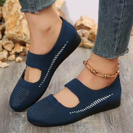 

Lydiaunistar Women s Comfortable Casual Mesh Wedges Round Toes Breathable Single Shoes Blue 5.5()