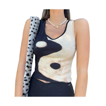 Luiryare Corset Womens Sleeveless Crop Tank Top Y2K T Shirt Graphic Crew Neck Cami Vest Tops Shirts