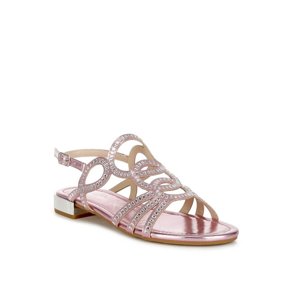 Jisters Cut Out Detail Rhinestone Flat Sandals