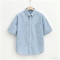 thumbnail image 4 of Gytharion Boys School Uniform Shirts Soild Color Short Sleeve Kids Uniform Shirts Lapel Button Down Shirts,3T-14T, 4 of 5