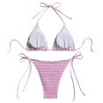 thumbnail image 1 of Womens Swimsuits Solid Color Adjustable Spaghetti Strap Backless Bikini Pink Womens Bathing Suits S, 1 of 8