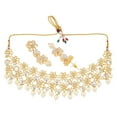 thumbnail image 5 of Efulgenz Bridal Jewelry Choker Necklace Dangle Earrings Floral Style Kundan Crystal White Faux Pearl Neckalce Earrings Wedding Indian Jewelry Set for Women, 5 of 5