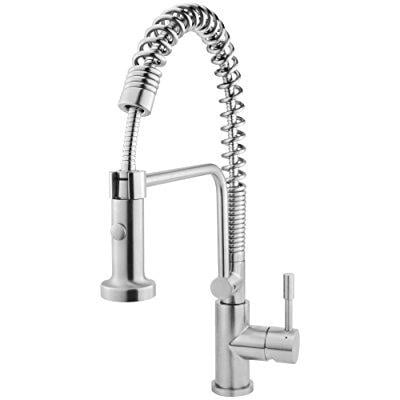 Geyser GF51-S Geyser Stainless Steel Commercial-Style Coiled Spring Kitchen Pull-Out Faucet by
