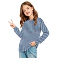 thumbnail image 5 of Girls' shirt Long Sleeve Crewneck Striped Print Tops Casual Soft Baggy Pullover Sweatshirt for Kids, 5 of 5
