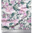 thumbnail image 1 of Soimoi Moss Georgette Fabric Leaves & Buds Flower Print Fabric by The Yard 42 Inch Wide, 1 of 1