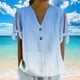 thumbnail image 4 of Vestidos Casuales Para Mujer, Blusas De Mujer De Moda Camiseta holgada de manga corta con cuello en V, botones y estampado sin posicionamiento para mujer, estilo informal y de moda, 4 of 7