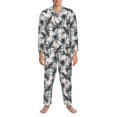thumbnail image 3 of Logiee Hawaii Palms Print Mens Long Sleeve Pajama Set,Notched Collar Pajamas for Men, Men's Sleepwear,Mens Sleepwear with Pockets & Button Down-Large, 3 of 7