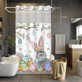 thumbnail image 5 of Easter Rabbit No Hooks Shower Curtain with Snap-in Liner Spring Floral Colored Eggs Branches Butterfly Shower Curtains for Bathroom, Waterproof, Easy Install, Washable 36"x78", 5 of 9