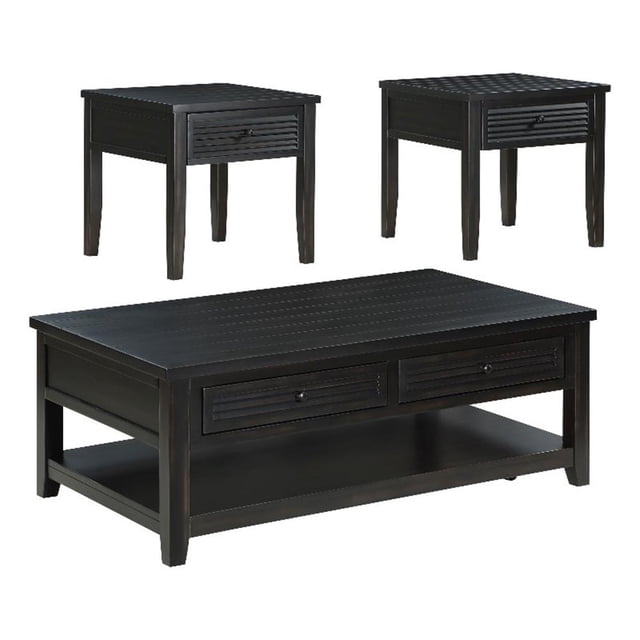 Concord Ensemble de 3 Pcs Table Basse et Bout de Canapé Java Vieilli